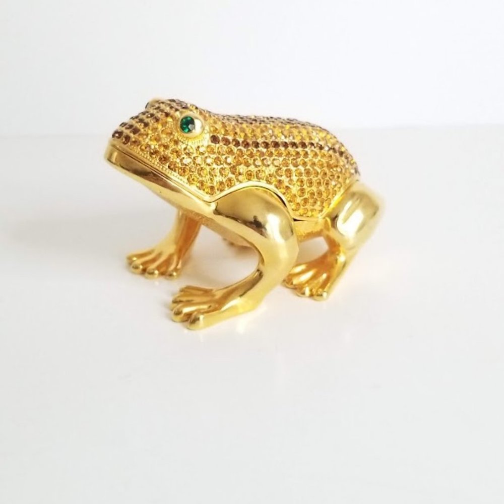 Gold Tone Frog Trinket Box